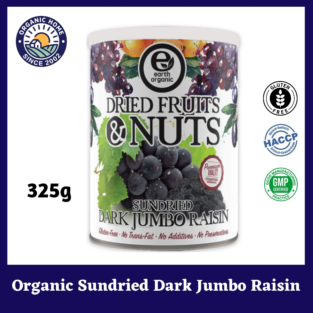 Earth Living Organic Sundried Raisin [Dark Jumbo Raisin (325g) / Green ...