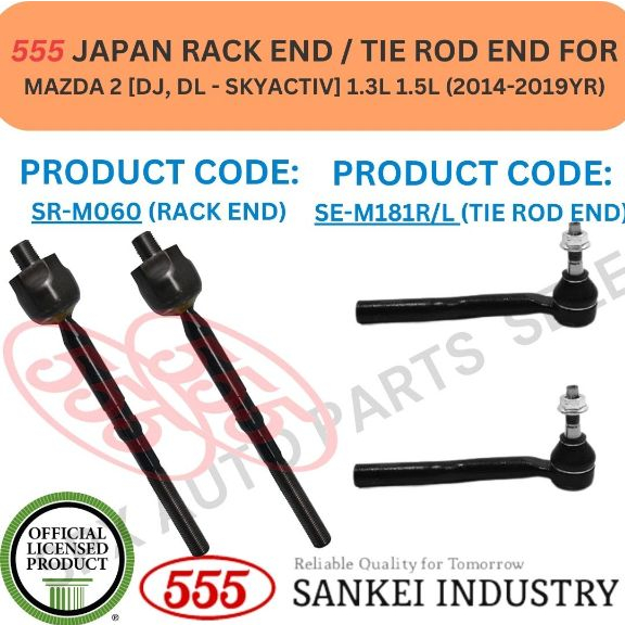555 GENUINE JAPAN TIE ROD END / RACK END FOR MAZDA 2 [DJ, DL - SKYACTIV ...