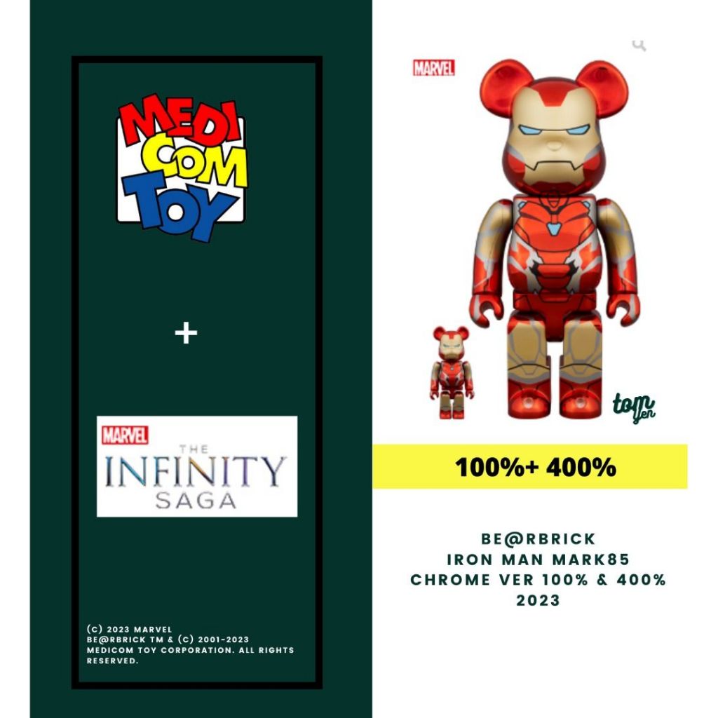 Ready Stock) Bearbrick IRON MAN MARK85 CHROME VER 100% & 400% Release Year  2024 | Shopee Malaysia