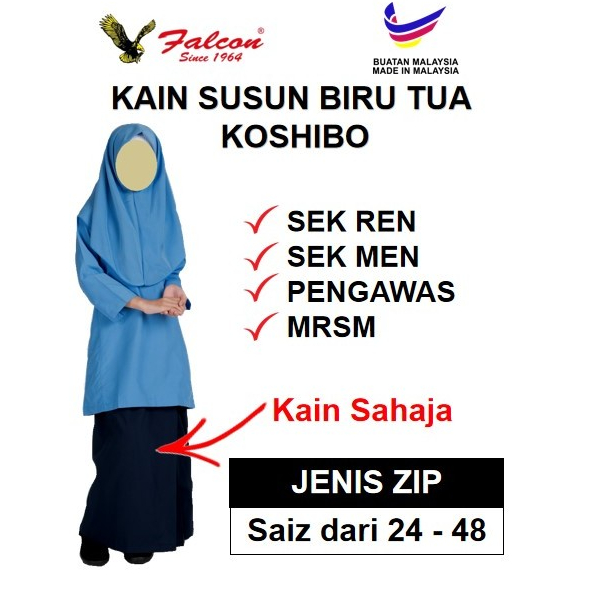Kain Susun Sekolah Biru Tua Koshibo (ZK68 FALCON) Jenis ZIP | Shopee ...