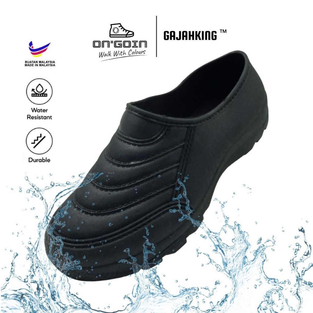 Gajah King (Made in Malaysia) Black PVC Rubber Labour Shoes Kasut Getah ...