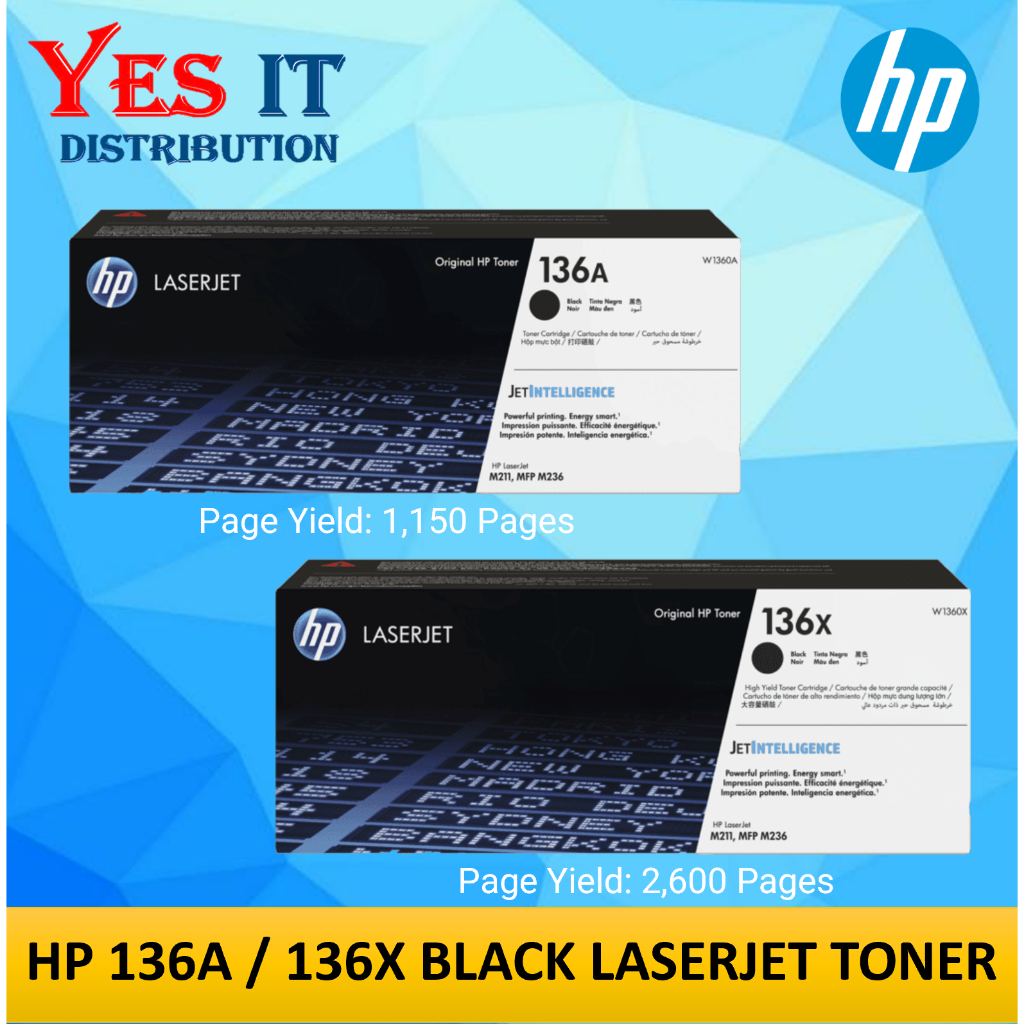 HP 136A / 136X Black Original LaserJet Toner Cartridge (W1360A / W1360X ...