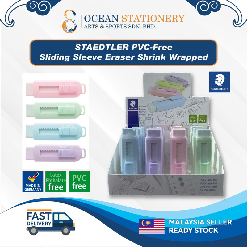 STAEDTLER PVC-Free Eraser, Sliding Sleeve Eraser Shrink Wrapped ...