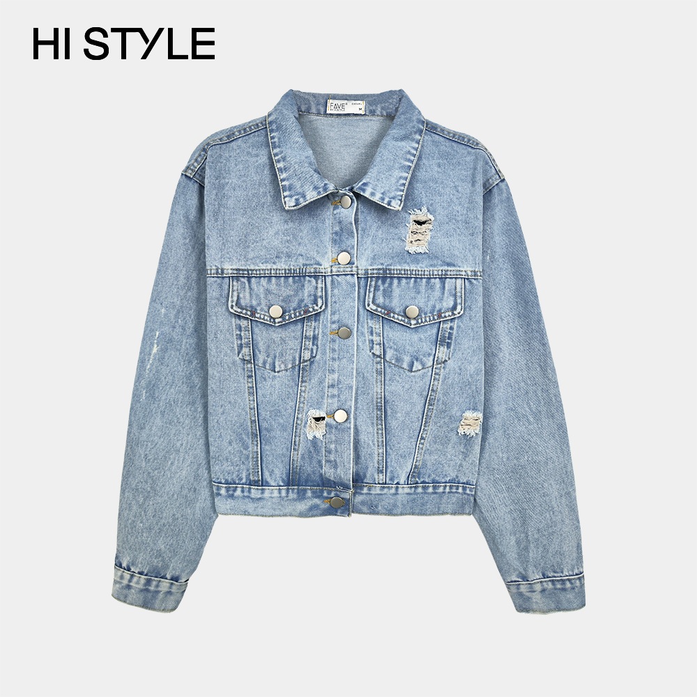 HI STYLE Women Crop Top Denim Jacket - Light Blue - FVA410330 / Jaket ...