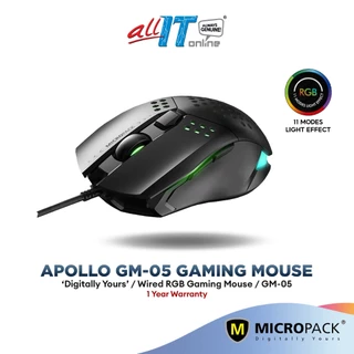 Micropack Apollo GM-05 Wired Gaming RGB Mouse | Professional Gaming Mouse | 11 Modes Light Effect - Black