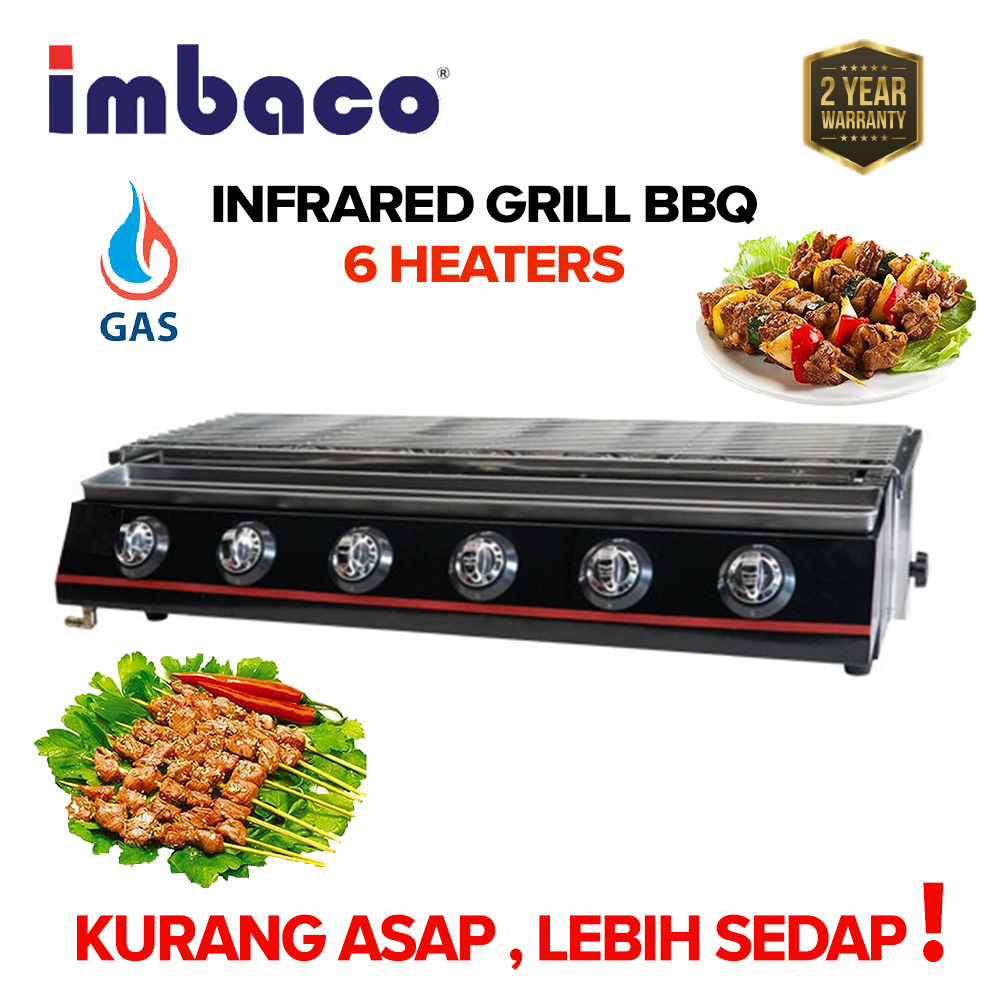 Imbaco Stainless Steel Commercial Gas BBQ Grill Stove 6 Burner Infra ...