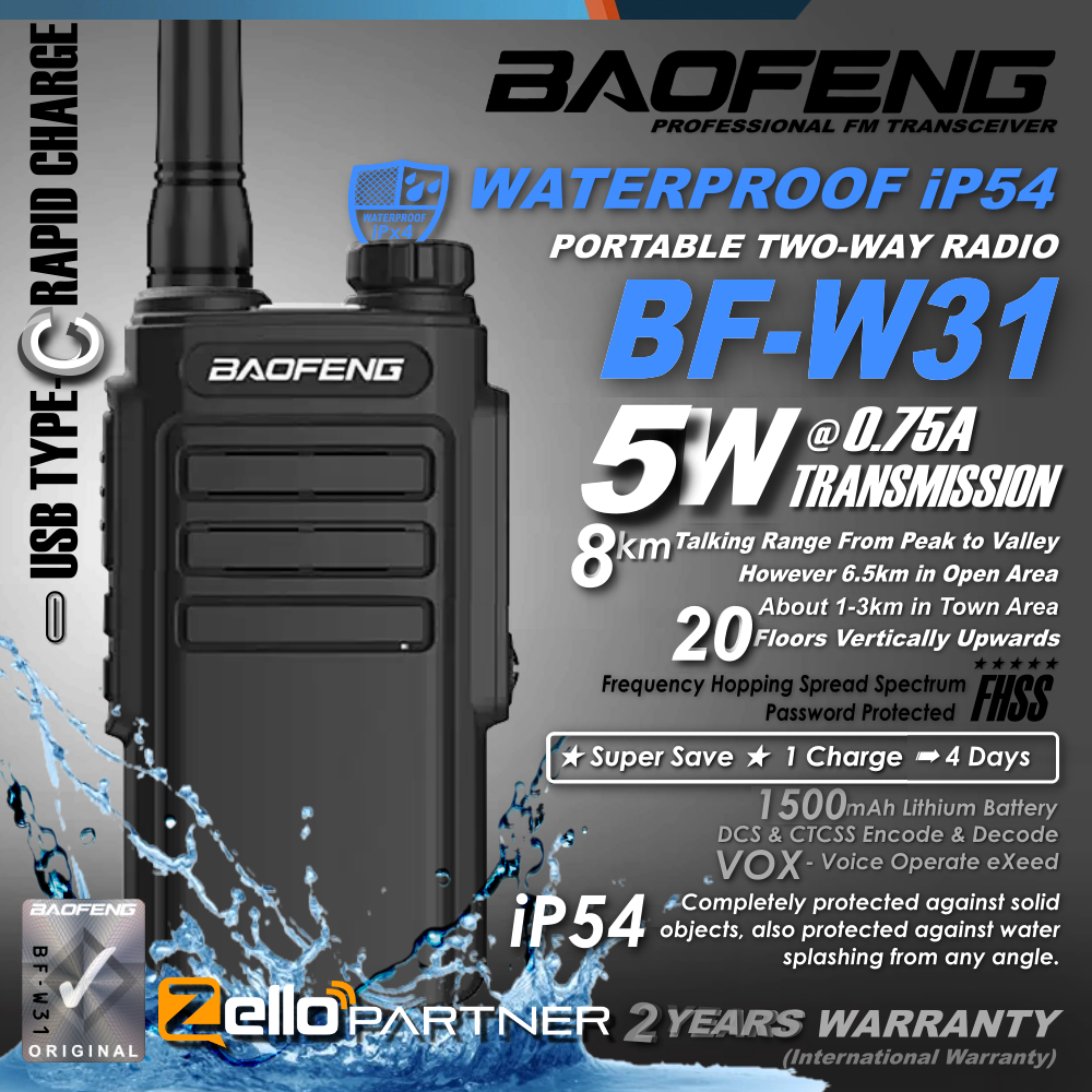 BF-W31 Baofeng BFW31 Mini Waterproof Walkie Talkie | Shopee Malaysia