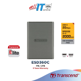 Transcend ESD360C Portable SSD 20Gbps USB3.2 Gen 2x2 Type-C Gray ( 1TB / 2TB )