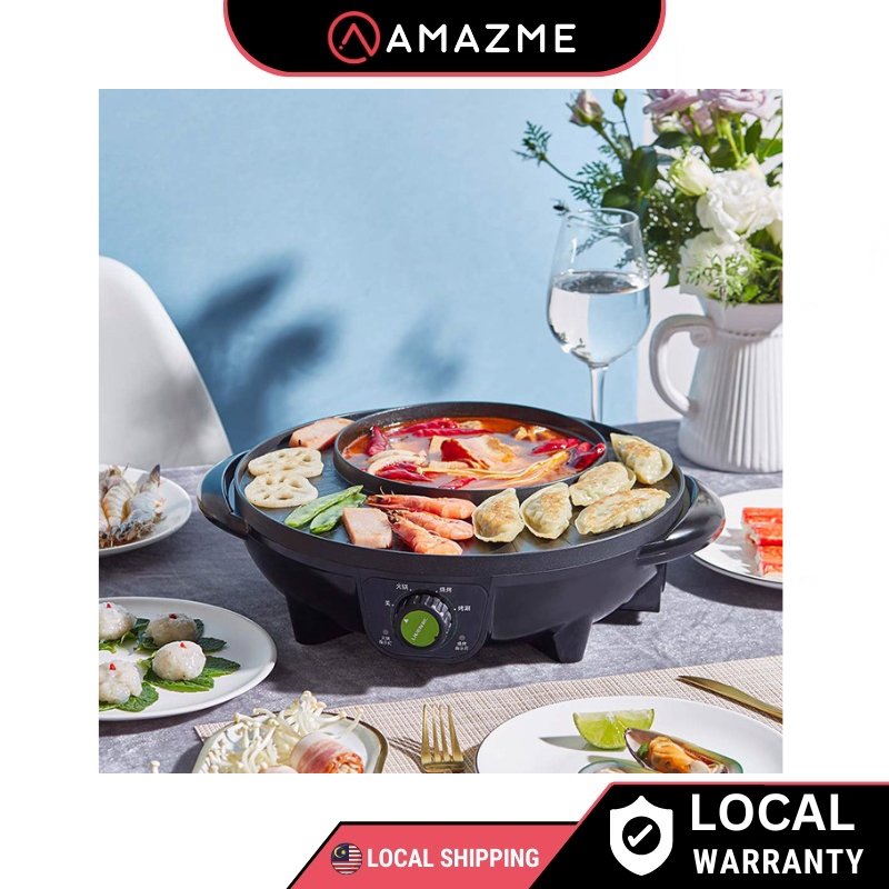 Liven Electric Grill With Hot Pot,Multifunctional Indoor Teppanyaki Grill/Korean BBQ/Shabu Shabu