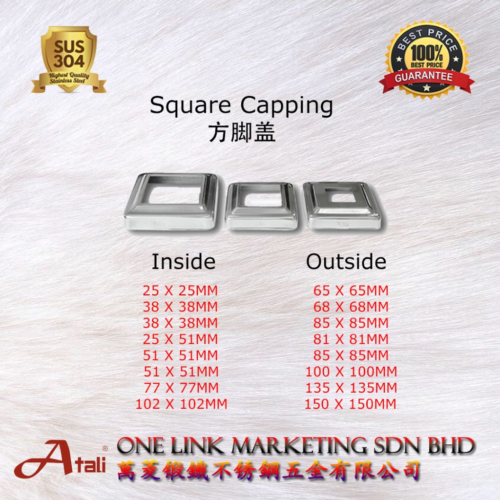 🔥READY STOCK🔥SS304 STAINLESS STEEL GATE DOOR ACCESSORIES SQUARE CAPPING ...