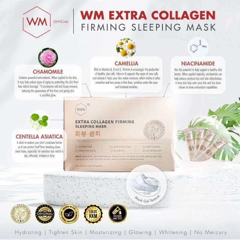 WM extra collagen sleeping mask whitening amino acid ready stock ...