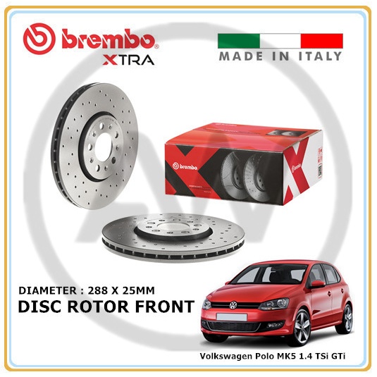 BREMBO XTRA Volkswagen Polo 1.4 TSi GTi 20082017 Front Rear Drilled