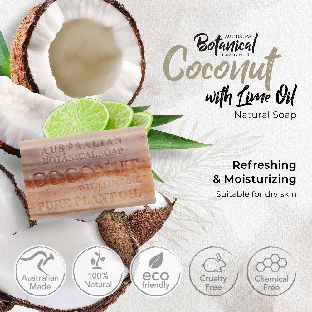 Australian Botanical Soap Bar Coconut With Lime Oil 200g Shopee