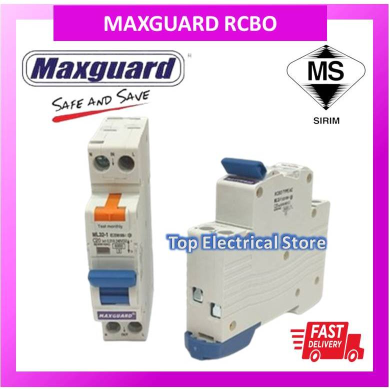 MAXGUARD 20A 2 POLE 10MA RCBO SIRIM APPROVED | Shopee Malaysia