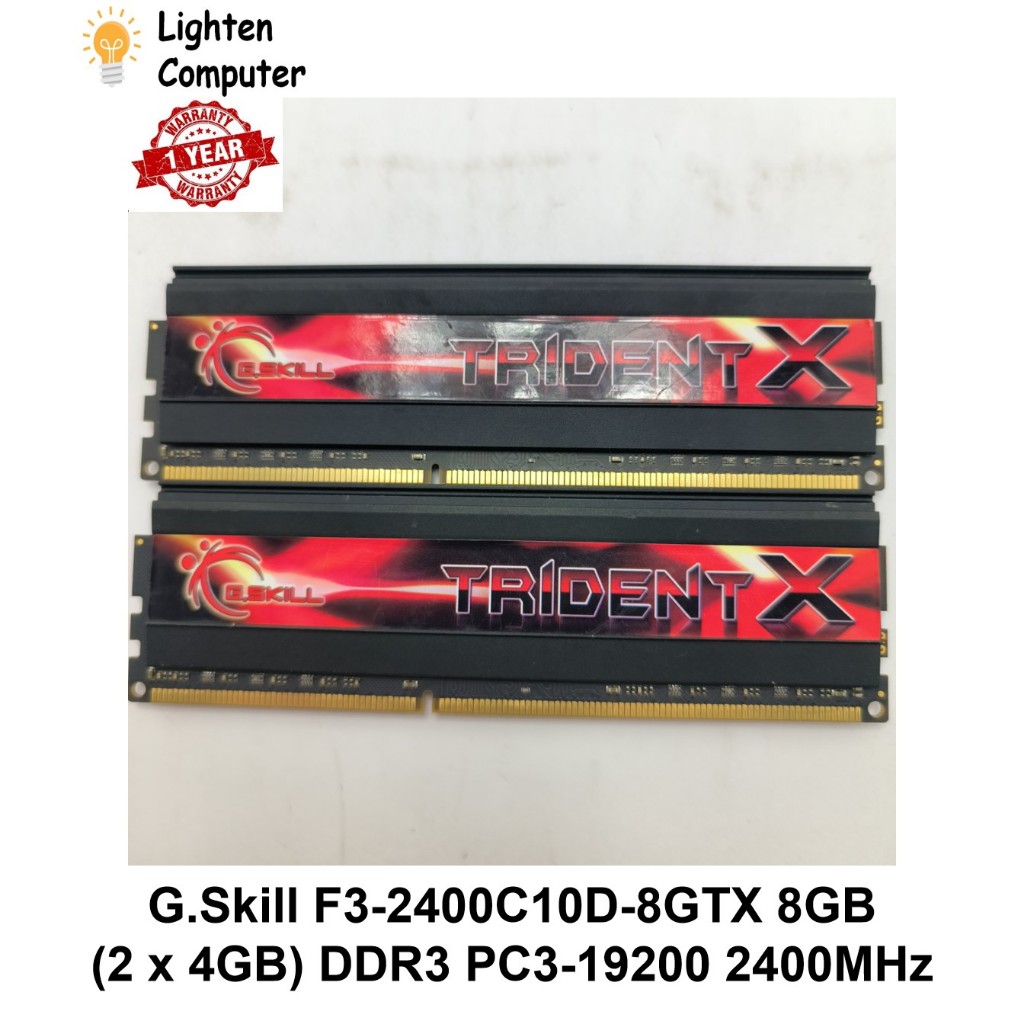 USED】 G.Skill F3-2400C10D-8GTX 8GB (2 x 4GB) DDR3 PC3-19200 2400MHz  TridentX Series CL10--12-12-31 1.65V | Shopee Malaysia