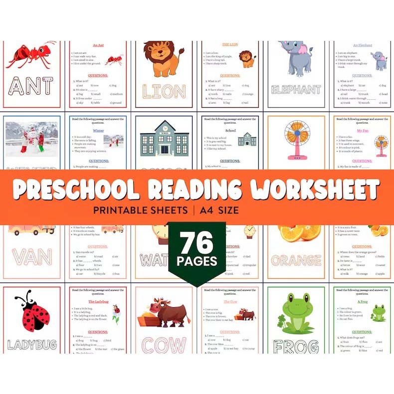 PDF] Reading Worksheets Preschool Learning Kids Printable Montessori