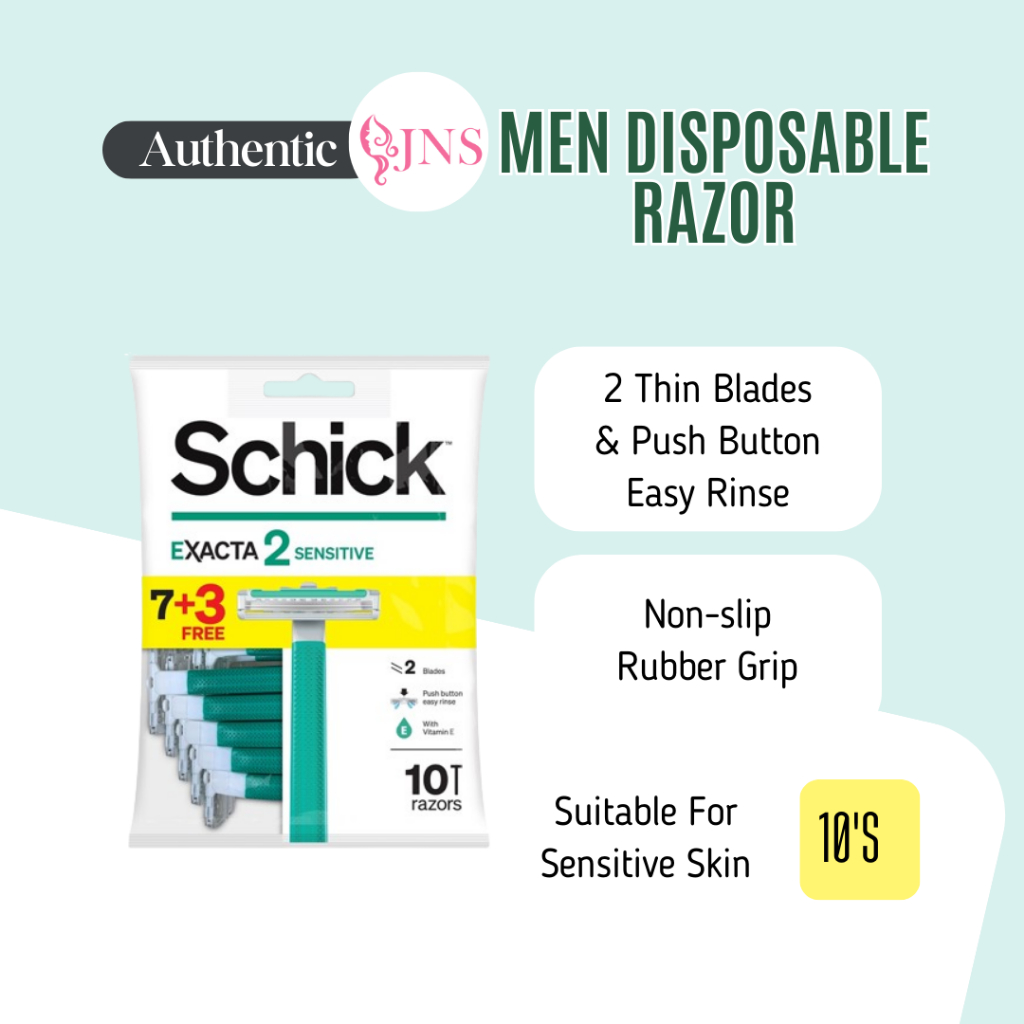 Schick Exacta 2 Sensitive Men Razor Shaver 10 Pcs Thin Blades Pencukur ...