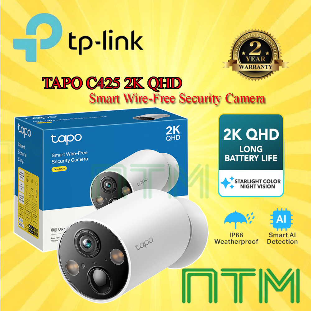 TP-Link TAPO C425 4MP/2K QHD Smart Wire-Free Indoor / Outdoor Security ...