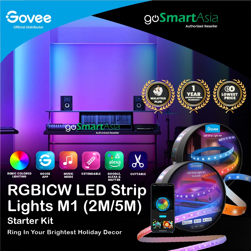 goSmart Asia Govee M1 5M/2M RGBICW LED Strip Lights Matter Compatible