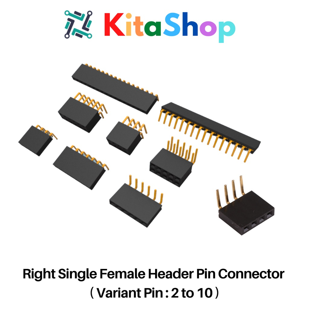 Right Angle Single Female Header Pin Connector (Variant Pin : 2 to 20 ...