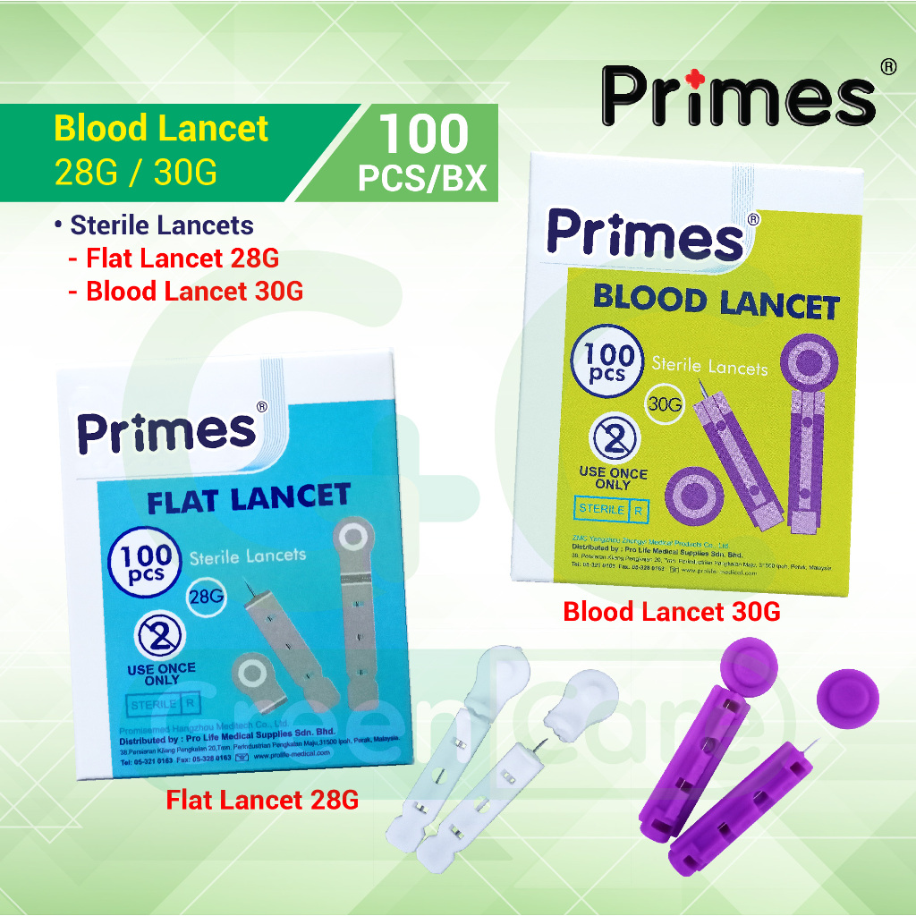Primes Blood Lancet (Flat type (28g) 100pcs / box)( Universal type (30g