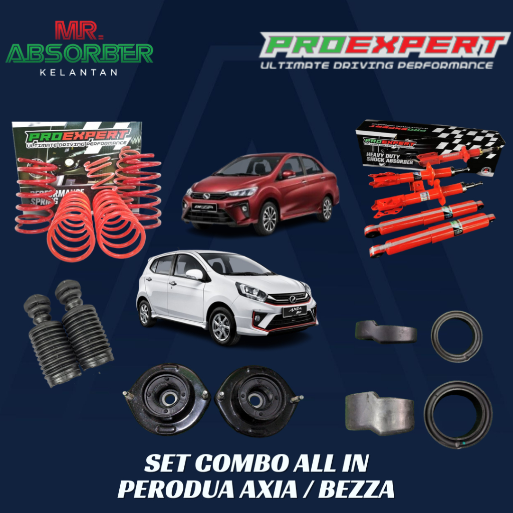 SET COMBO SPRING ABSORBER HEAVY DUTY PERODUA AXIA BEZZA BRAND PROEXPERT ...