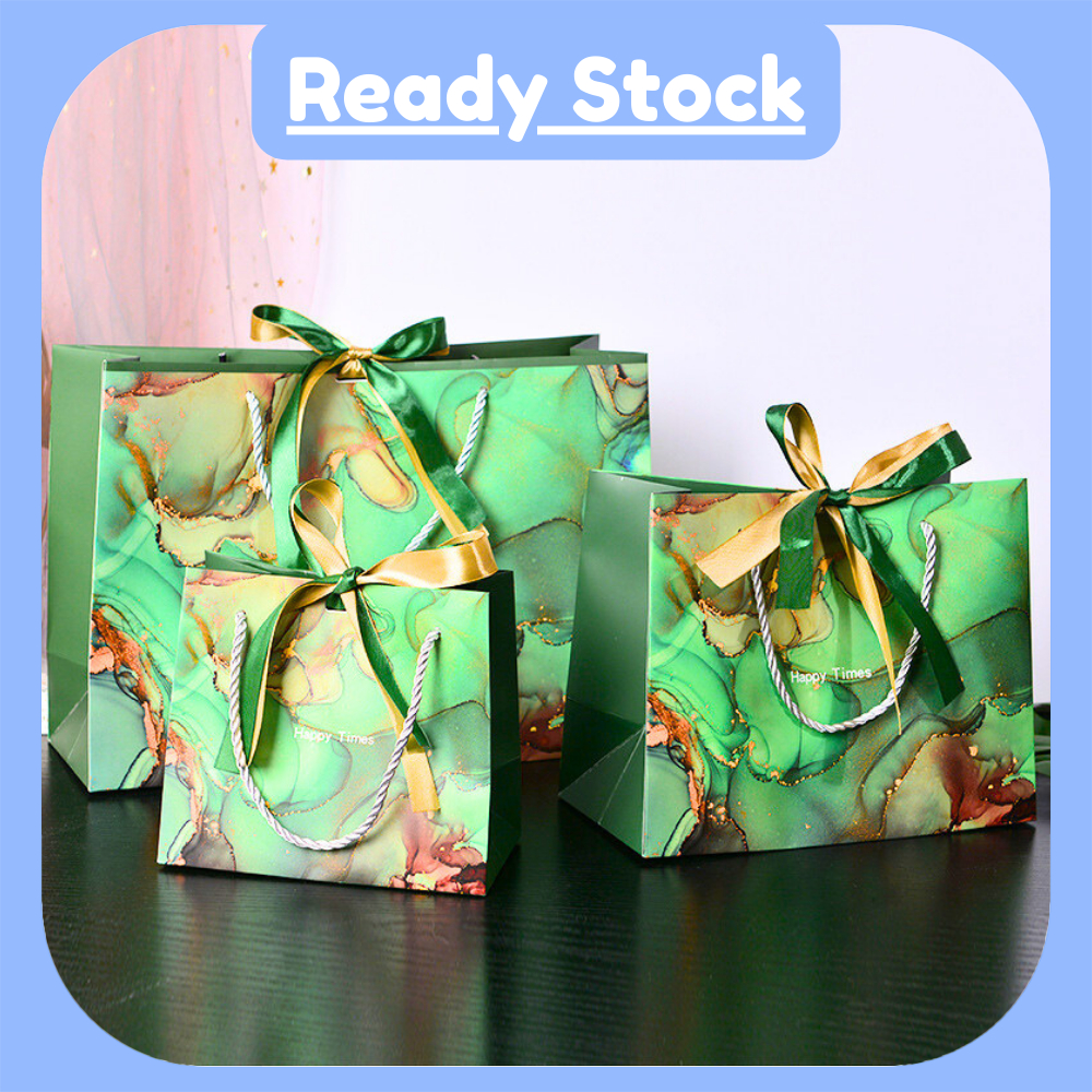 🎀Elegant Ribbon Bag🎀 Hard Paper Door Gift Bag Tote Thick Gift Kraft ...