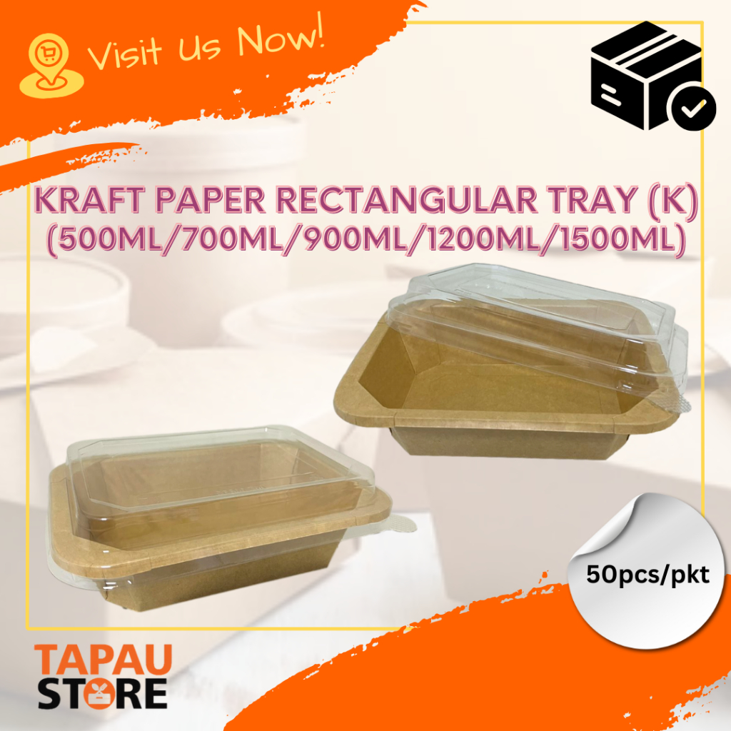 2024 NEW MODEL! Premium Kraft Paper Box Rectangular Tray with Lid (KPL ...