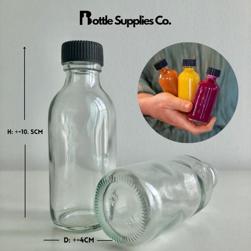 60ml Empty Shot Glass bottle Clear Glass Bottle Round Bottom with Cap ...