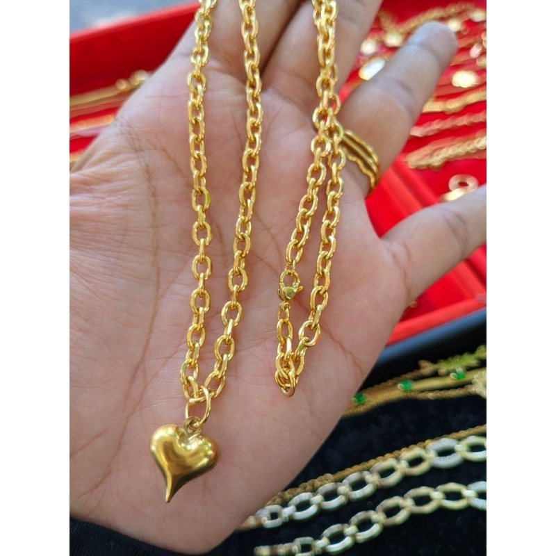 Rantai leher Sauh GRED GOLD 375 sesuai untuk buat pakai harian basahan ...