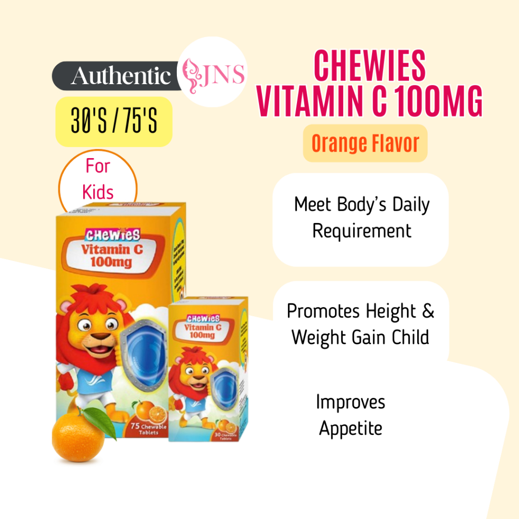 Chewies Vitamin C Orange Flavoured 100mg Chewable Tab for Kids (30's ...