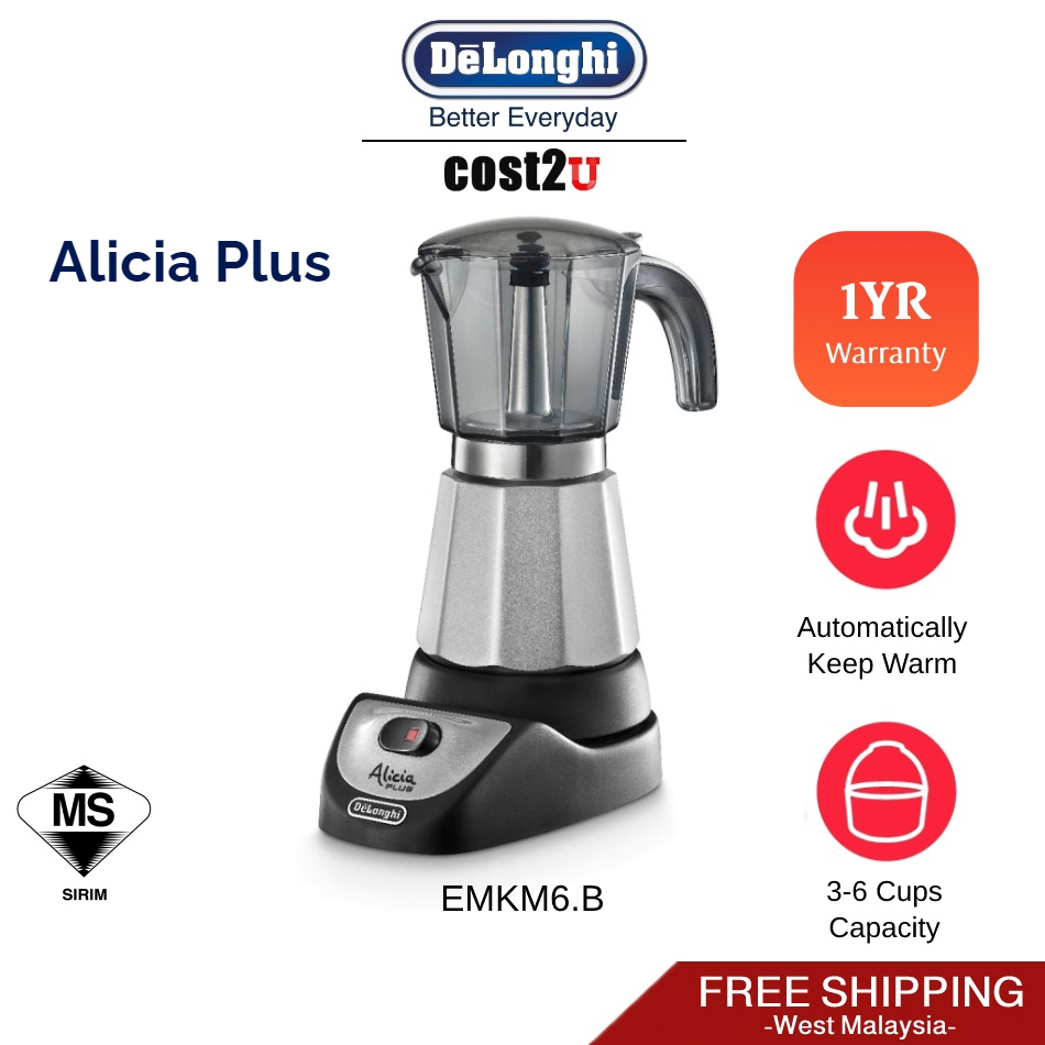 Delonghi Alicia Plus Moka Maker EMKM6.B Moka Pot Espresso Maker Coffee Maker Coffee Machine EMK 6 Shopee Malaysia