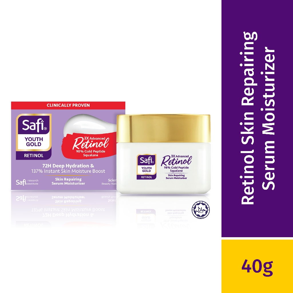 SAFI Youth Gold Retinol Skin Repairing Serum Moisturiser 40g | Ceramide ...