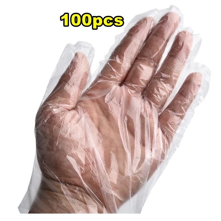 100pcs Disposable Gloves PE Gloves Clear Polythene Kitchen Working ...