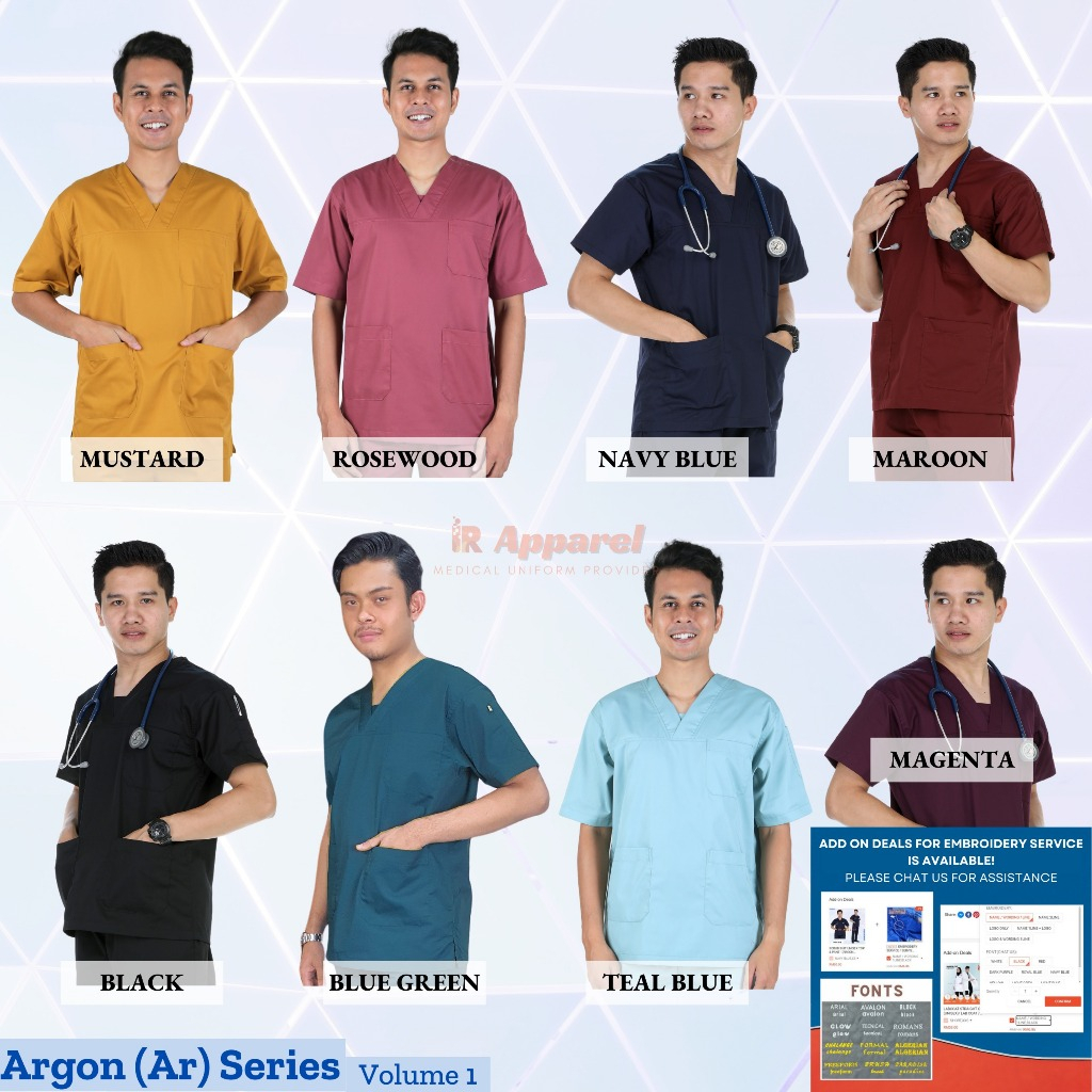 [ UNISEX ] SCRUB SHIRT/TOP ONLY ARGON (Ar) SERIES BY IR APPAREL