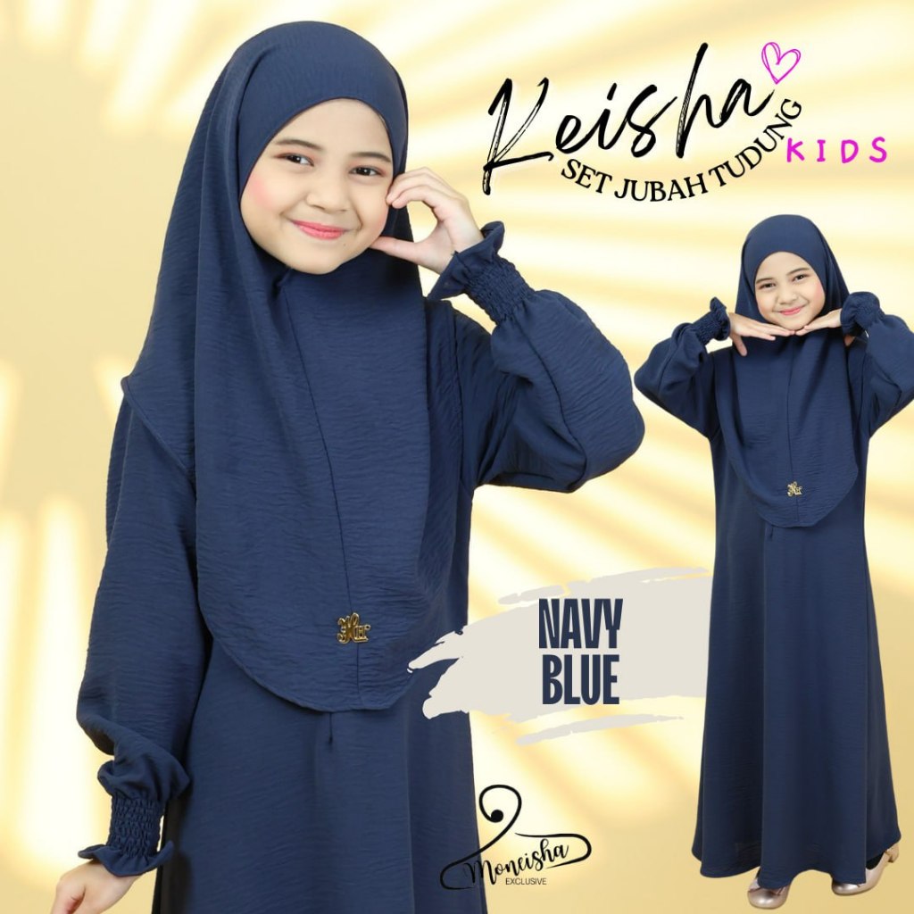 Keisha Set Jubah Tudung Kids | Kain Cey Crepe Ironless | With Free ...