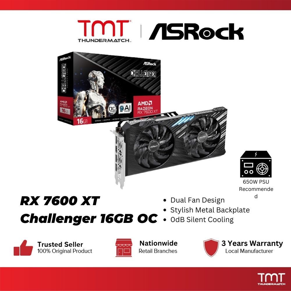 TMT Asrock RX 7600 XT CHALLENGER OC 16GB GDDR6 128Bit VGA Graphics Card ...