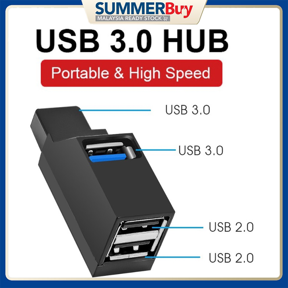 USB Hub 3.0 Mini 3 Ports Super Speed 5Gbps Portable Splitter USB 3.0 ...