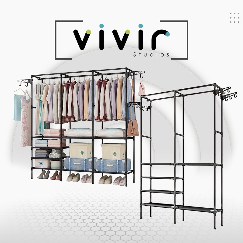 VIVIR Multipurpose Stainless Steel Wardrobe Storage Clothes Rack Large ...