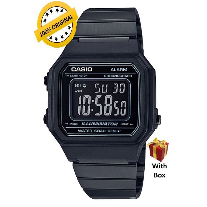 Unisex 100 ORIGINAL CASIO B650WB 1BDF Big Size Black Color Stainless Steel Digital Watch Shopee Malaysia