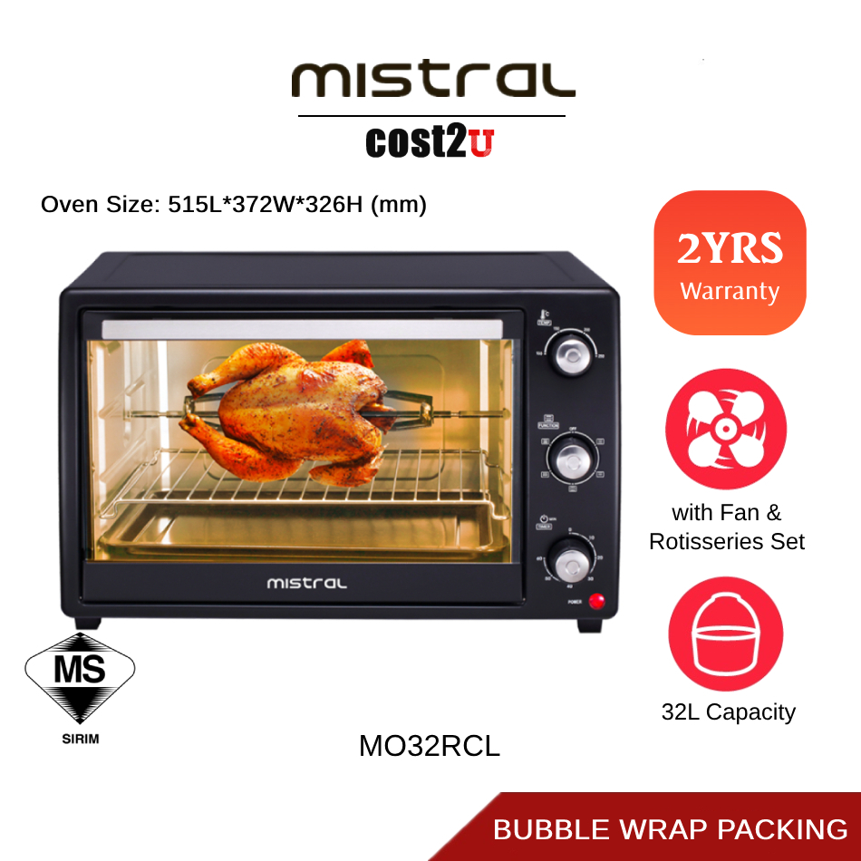 Khind Mistral 32l Electric Oven With Rotisseries And Light Mo32rcl Grill Oven Toaster Ketuhar 7134