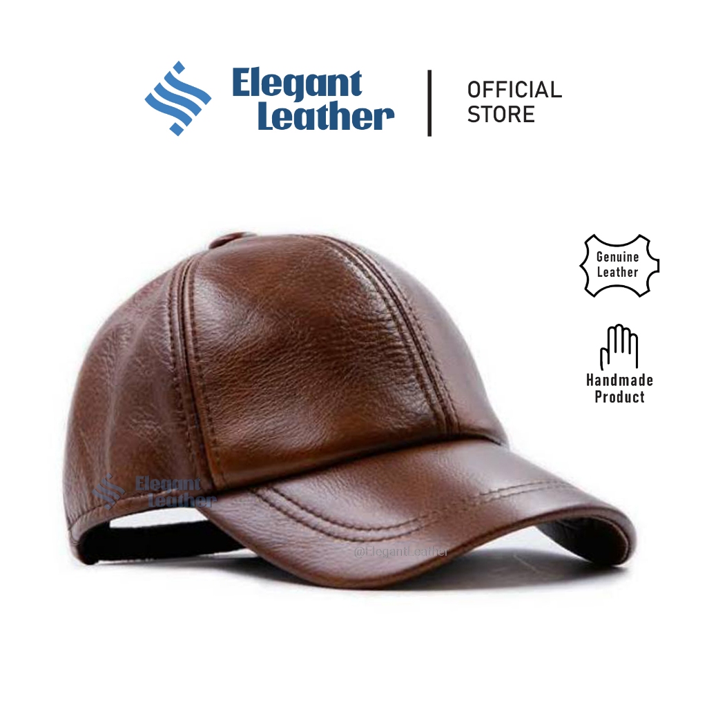 Elegant Leather Topi Kulit Asli Genuine Leather Baseball Cap