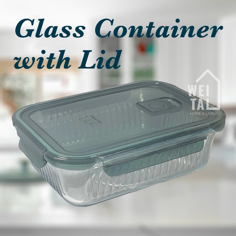 Glass Container with Lid Microwave Oven Safe Airtight Container Multi ...