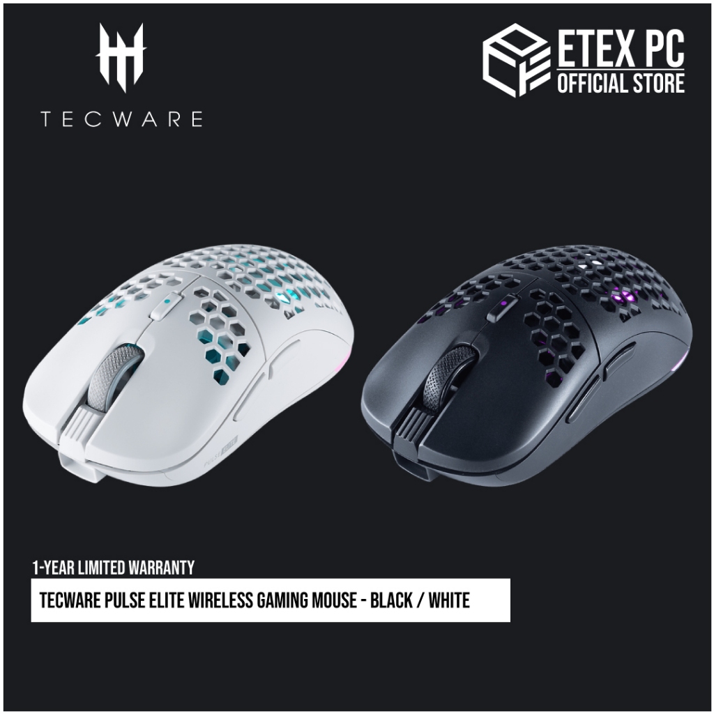 Tecware PULSE Elite Wireless Gaming Mouse - Black / White # TWAC-PULEL ...