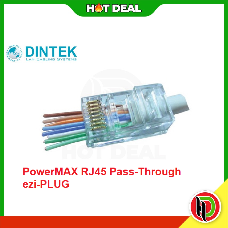 (10 pcs ) Dintek PowerMAX RJ45 Pass-Through ezi-PLUG - Dintek Cat6 Pass ...