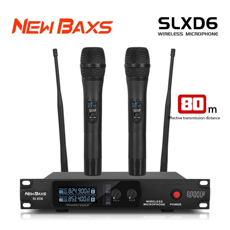 NEW BAXS SLXD6 wireless microphone 2 floating microphones, UHF FM 60M ...