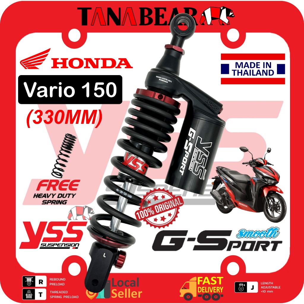 YSS Vario150 /160 (330MM) G-Sport [Free Heavy Duty Spring]. Adjustable ...