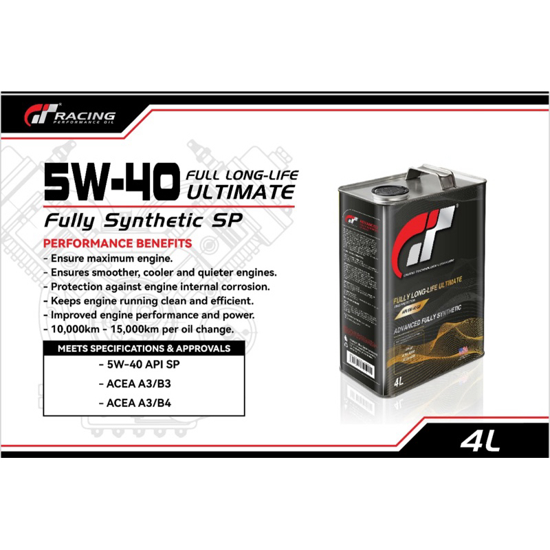 GT Racing 5W-40 SP Fully synthetic | Shopee Malaysia
