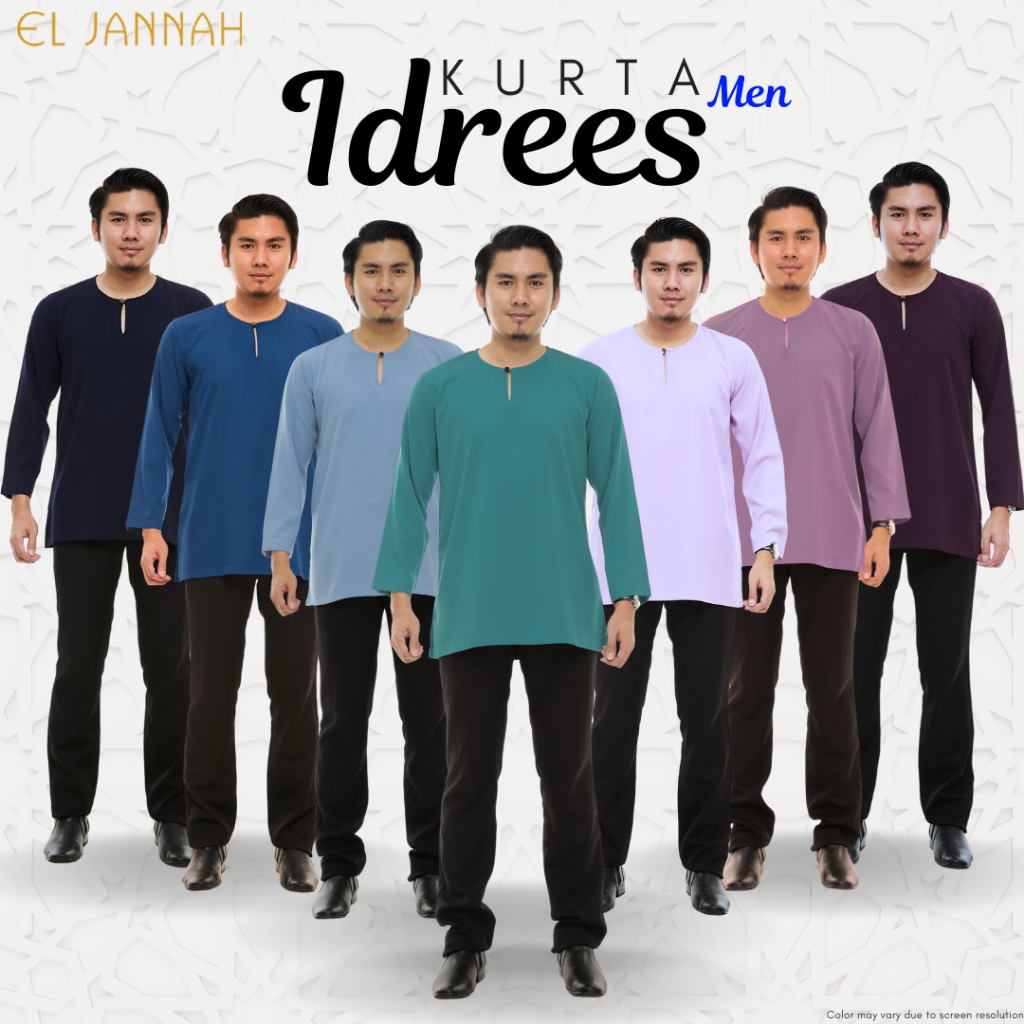 Kurta [READY STOCK] Men Teluk Belanga Idrees Plus Size Poket Navy Denim ...