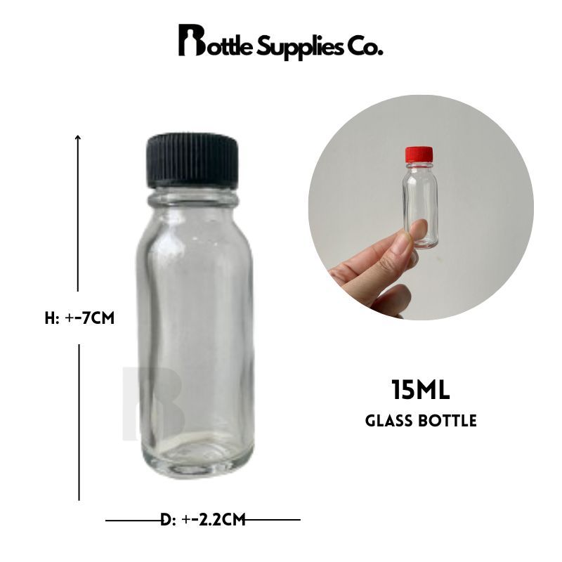 15ml Flint Glass Bottle/ Mini Sampling Glass/ Small Clear Glass | Botol ...